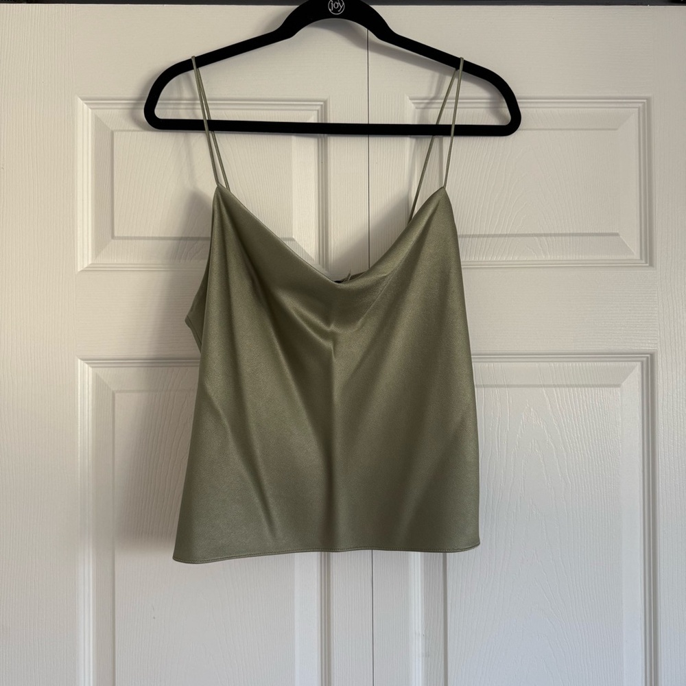 Alice + Olivia Olive Satin Cowl Camisole